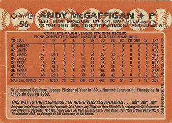 1988 O-Pee-Chee #56 Andy McGaffigan Back