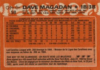 1988 O-Pee-Chee #58 Dave Magadan Back