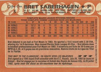 1988 O-Pee-Chee #5 Bret Saberhagen Back