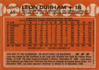 1988 O-Pee-Chee #65 Leon Durham Back