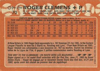 1988 O-Pee-Chee #70 Roger Clemens Back