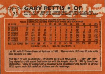 1988 O-Pee-Chee #71 Gary Pettis Back