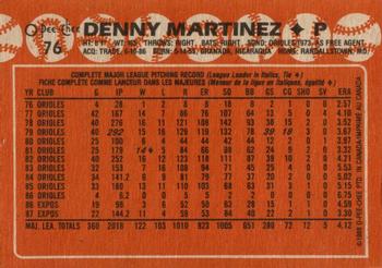 1988 O-Pee-Chee #76 Denny Martinez Back