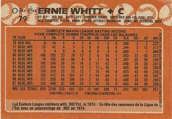 1988 O-Pee-Chee #79 Ernie Whitt Back