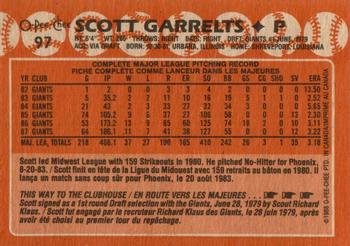 1988 O-Pee-Chee #97 Scott Garrelts Back