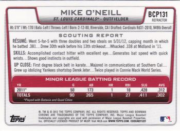 2012 Bowman Chrome - Prospects Refractors #BCP131 Mike O'Neill Back