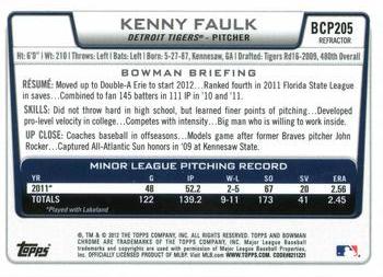 2012 Bowman Chrome - Prospects Refractors #BCP205 Kenny Faulk Back