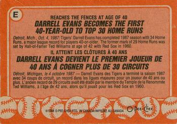 1988 O-Pee-Chee - Wax Box Bottom Panels Singles #E Darrell Evans Back