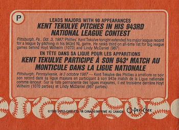 1988 O-Pee-Chee - Wax Box Bottom Panels Singles #P Kent Tekulve Back