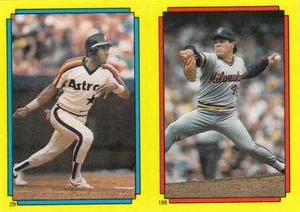 1988 O-Pee-Chee Stickers #29 / 196 Kevin Bass / Teddy Higuera Front