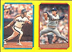 1988 Topps Stickers #29 / 196 Kevin Bass / Teddy Higuera Front