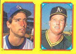 1988 Topps Stickers #202 / 309 B.J. Surhoff / Mark McGwire Front