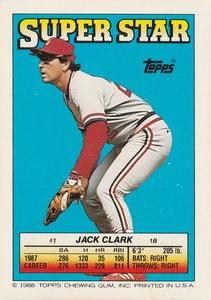 1988 Topps Stickers - Super Star Backs #1 Jack Clark Front