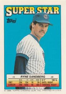 1988 Topps Stickers - Super Star Backs #6 Ryne Sandberg Front