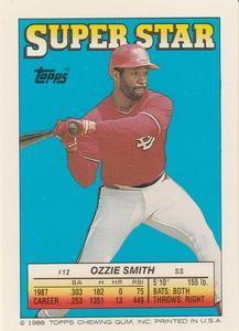 1988 Topps Stickers - Super Star Backs #12 Ozzie Smith Front