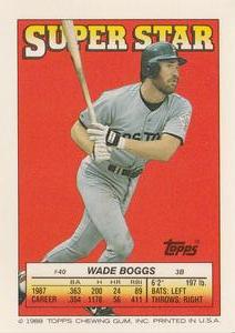 1988 Topps Stickers - Super Star Backs #40 Wade Boggs Front