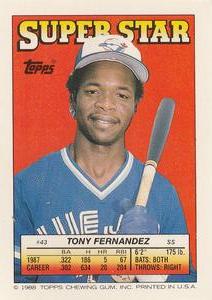 1988 Topps Stickers - Super Star Backs #43 Tony Fernandez Front