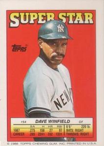 1988 Topps Stickers - Super Star Backs #54 Dave Winfield Front