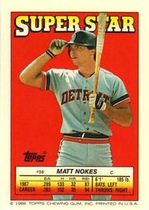 1988 Topps Stickers - Super Star Backs #56 Matt Nokes Front