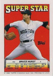 1988 Topps Stickers - Super Star Backs #62 Bruce Hurst Front