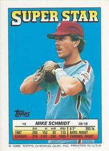 1988 Topps Stickers - Super Star Backs #8 Mike Schmidt Front