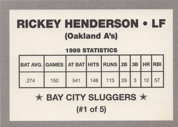 1990 Bay City Sluggers (unlicensed) #1 Rickey Henderson Back