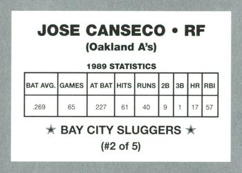 1990 Bay City Sluggers (unlicensed) #2 Jose Canseco Back