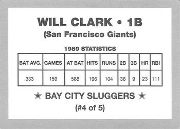 1990 Bay City Sluggers (unlicensed) #4 Will Clark Back