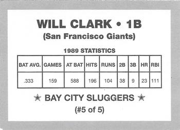 1990 Bay City Sluggers (unlicensed) #5 Will Clark Back