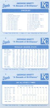 1984 Star George Brett #1-3 George Brett Back