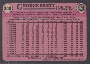 1989 O-Pee-Chee #200 George Brett Back