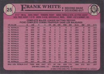 1989 O-Pee-Chee #25 Frank White Back