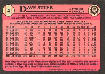 1989 O-Pee-Chee #4 Dave Stieb Back