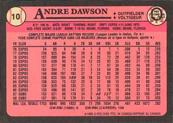 1989 O-Pee-Chee #10 Andre Dawson Back