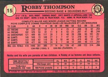 1989 O-Pee-Chee #15 Robby Thompson Back