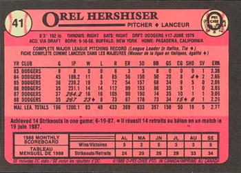 1989 O-Pee-Chee #41 Orel Hershiser Back