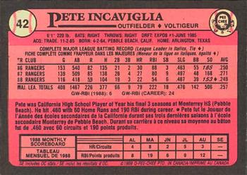 1989 O-Pee-Chee #42 Pete Incaviglia Back