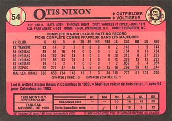 1989 O-Pee-Chee #54 Otis Nixon Back