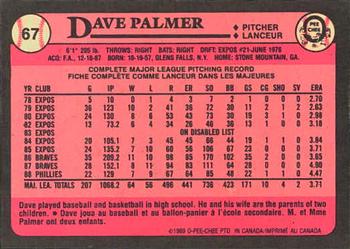 1989 O-Pee-Chee #67 David Palmer Back