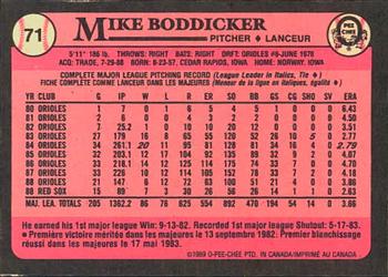 1989 O-Pee-Chee #71 Mike Boddicker Back