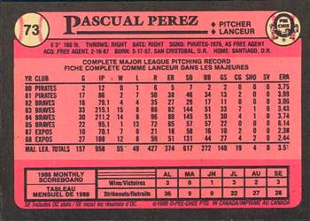 1989 O-Pee-Chee #73 Pascual Perez Back