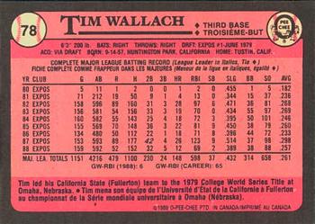 1989 O-Pee-Chee #78 Tim Wallach Back