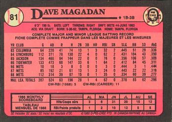 1989 O-Pee-Chee #81 Dave Magadan Back