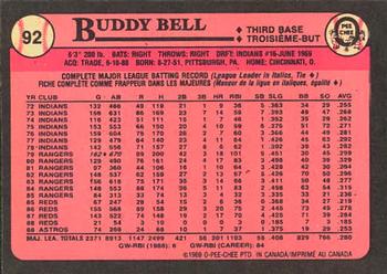 1989 O-Pee-Chee #92 Buddy Bell Back