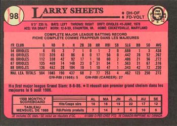 1989 O-Pee-Chee #98 Larry Sheets Back
