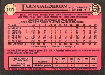 1989 O-Pee-Chee #101 Ivan Calderon Back