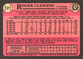 1989 O-Pee-Chee #121 Roger Clemens Back