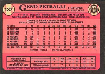 1989 O-Pee-Chee #137 Geno Petralli Back