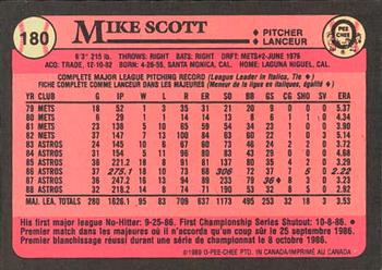 1989 O-Pee-Chee #180 Mike Scott Back
