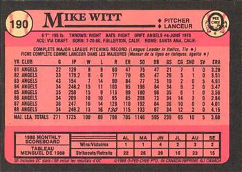 1989 O-Pee-Chee #190 Mike Witt Back